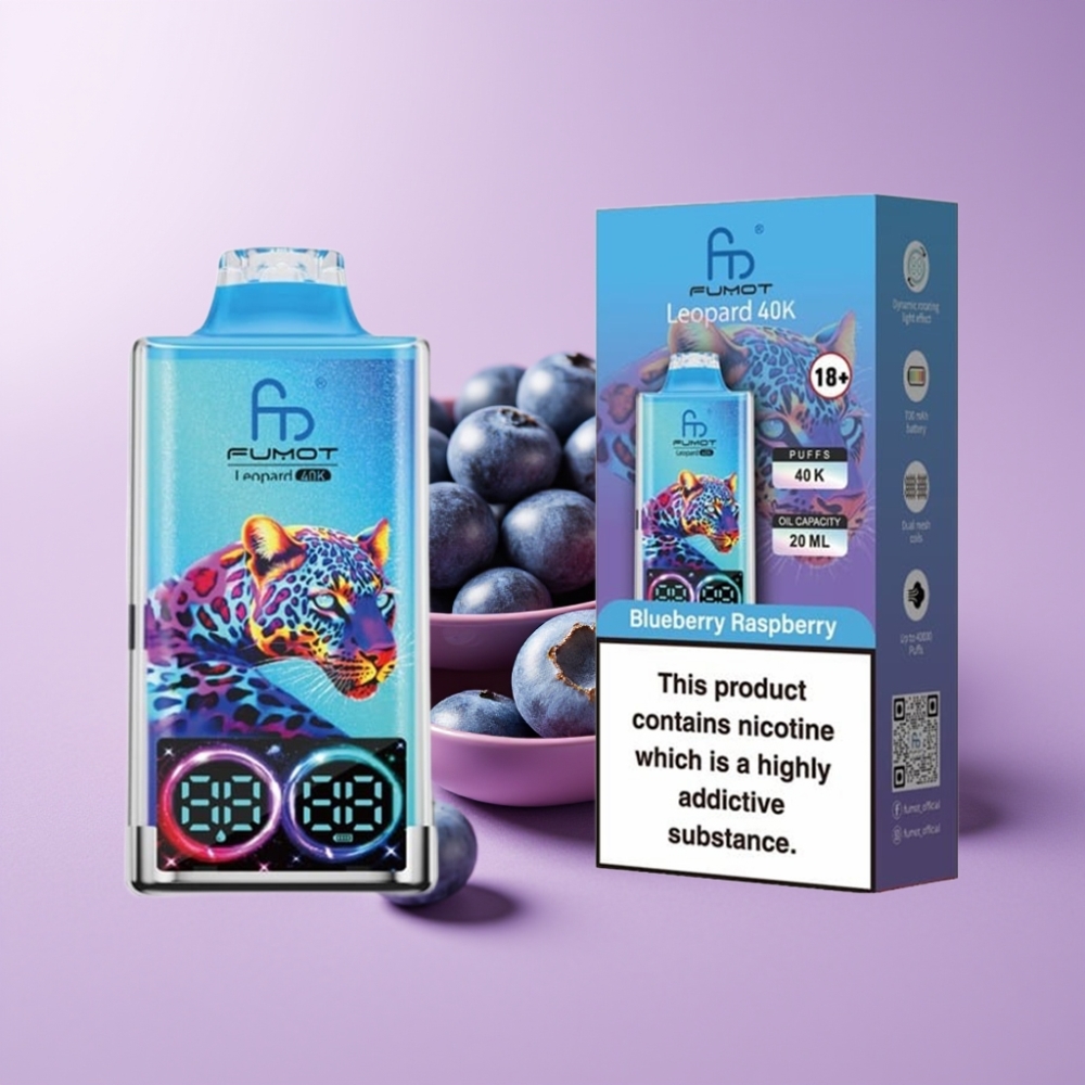 Fumot Leopard 40K Puffs Disposable Vape Borůvka Malina Dual Mesh 5% Nicotine