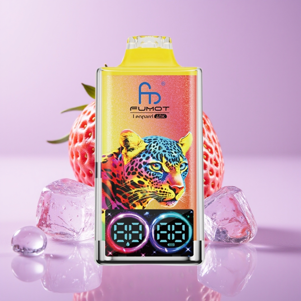 Fumot Leopard 40K Puffs Disposable Vape Jahodový Led s 5% Nikotinu a Dual Mesh