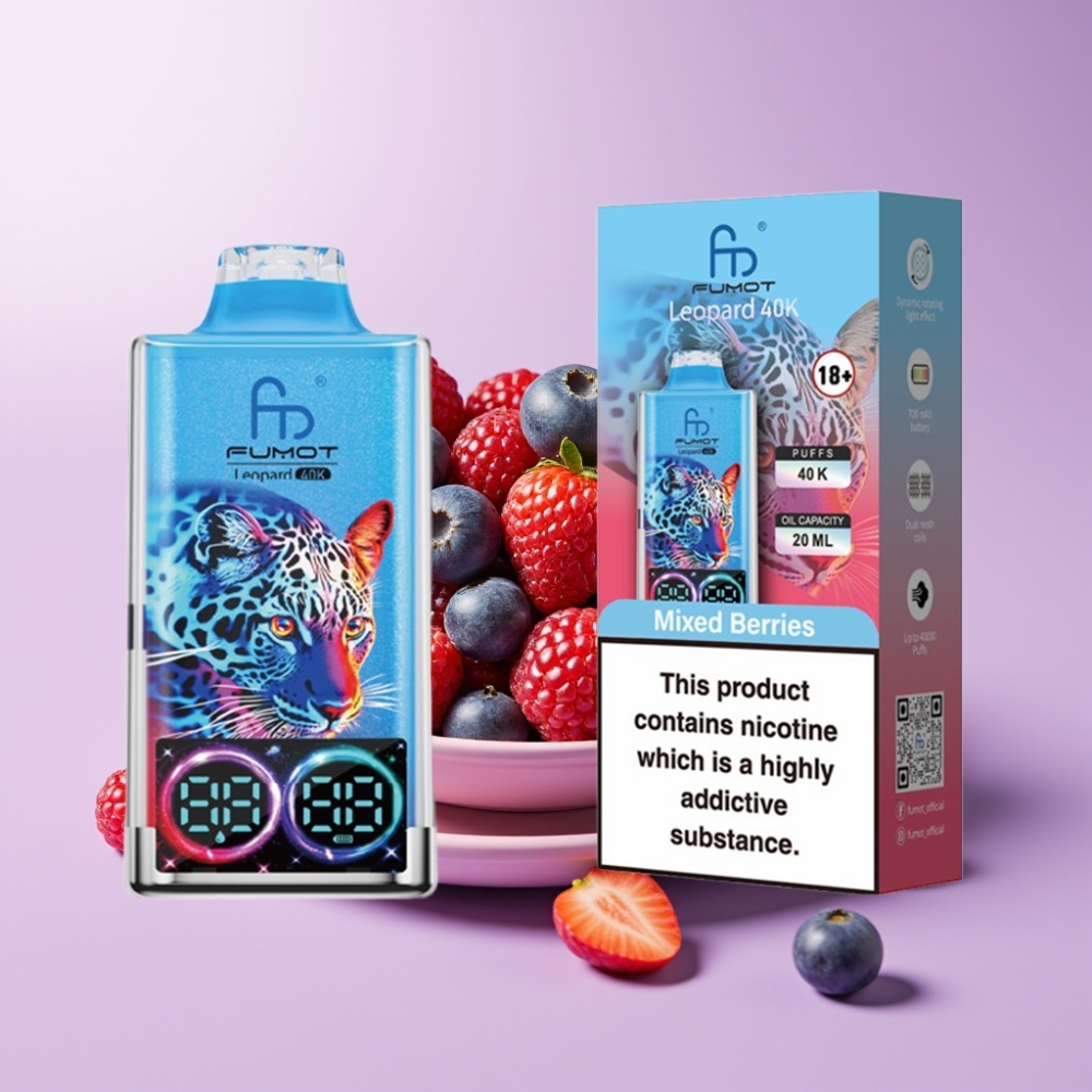 Fumot Leopard 40K Puffs Disposable Vape Směs Lesního Ovoce s 5% Nikotinu a 700mAh Baterií