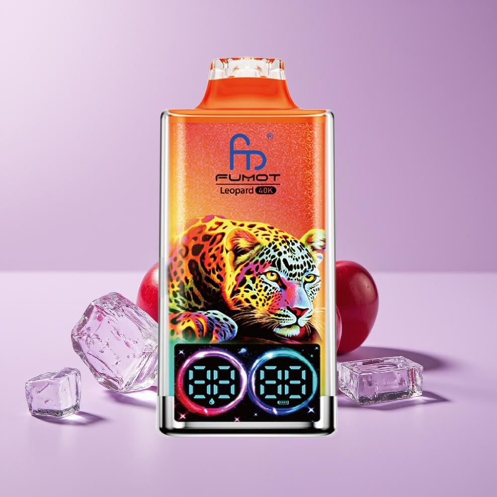 Fumot Leopard 40K Puffs Disposable Vape Třešňový Led s 5% Nikotinu a Dual Mesh