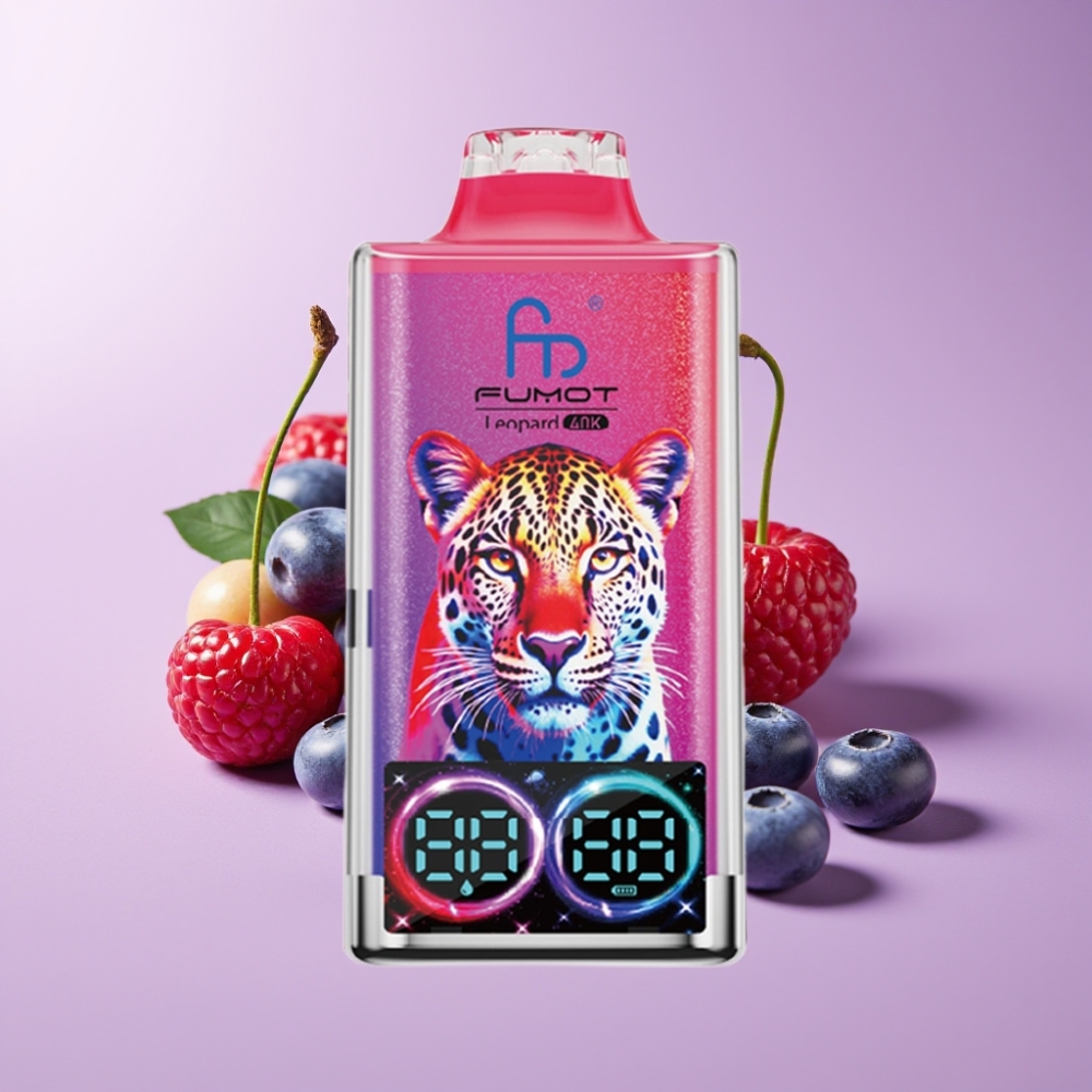 Fumot Leopard 40K Puffs Jednorázová E-Cigareta Borůvka Višeň Brusinka 5% Nikotinu