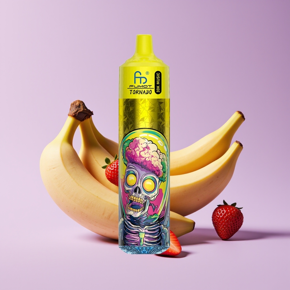 Fumot RandM Tornado 30000 Puffs Disposable Vape Banán Jahoda s 30mL kapalinou a 600mAh baterií