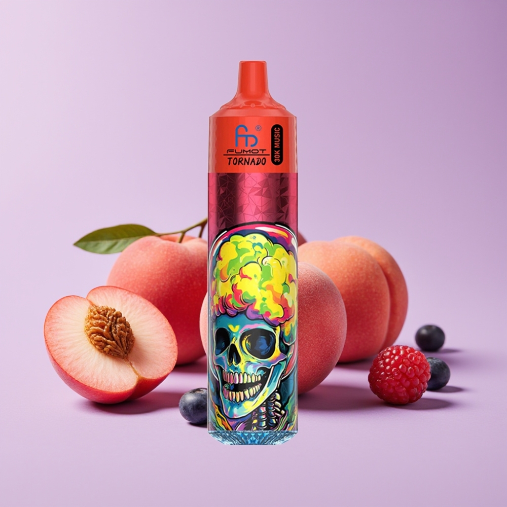 Fumot RandM Tornado 30000 Puffs Disposable Vape Broskev a Bobule s 30mL kapalinou a 600mAh baterií