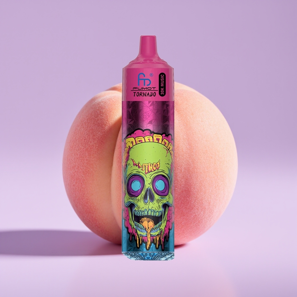 Fumot RandM Tornado 30000 Puffs Disposable Vape Broskvový Led s LED displejem