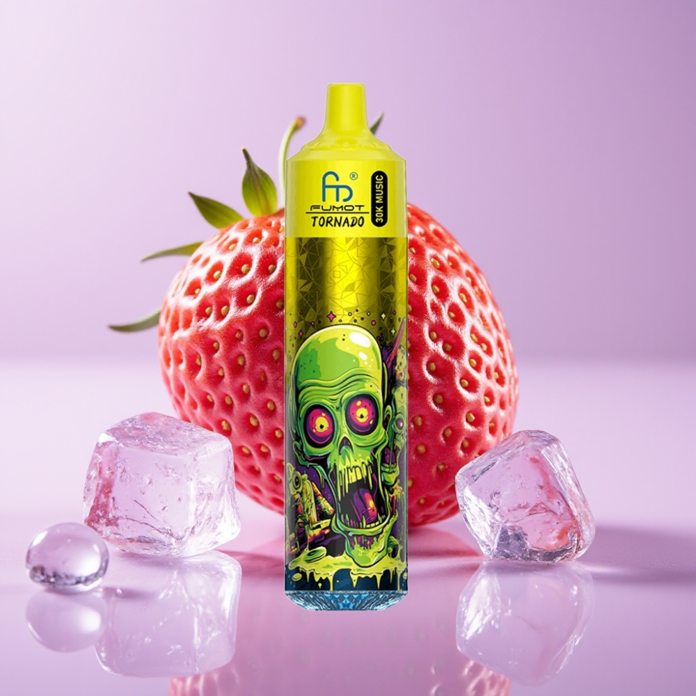 Fumot RandM Tornado 30000 Puffs Disposable Vape Jahodový Led s 30mL kapalinou