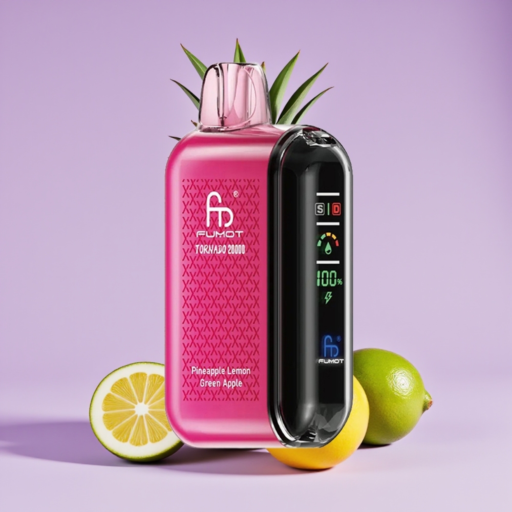 Fumot Tornado 20000 Puffs Ananas Citrón Zelené Jablko Dual Mesh Coil Smart Display