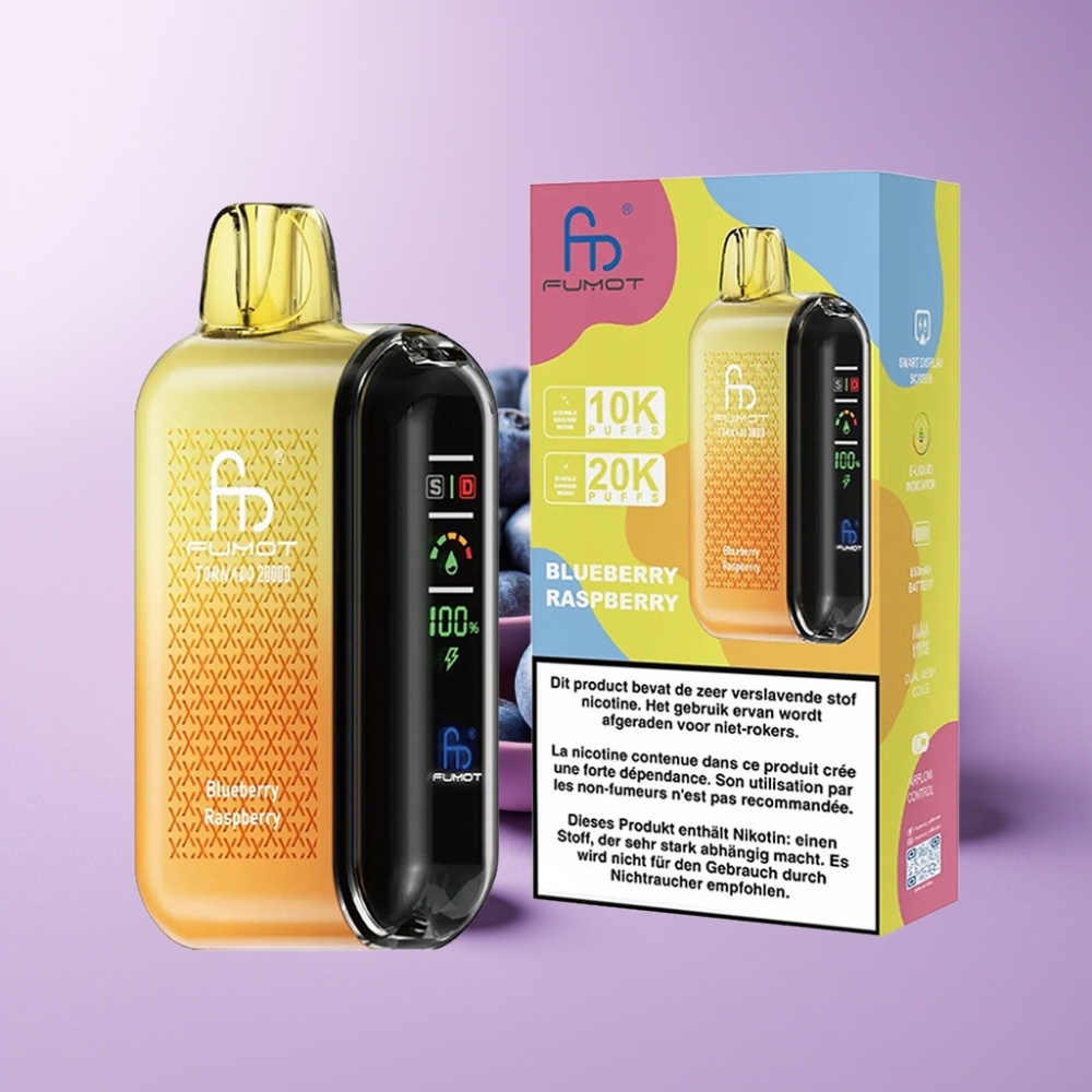 Fumot Tornado 20000 Puffs Disposable Vape Borůvka Malina s Dual Mesh Coil