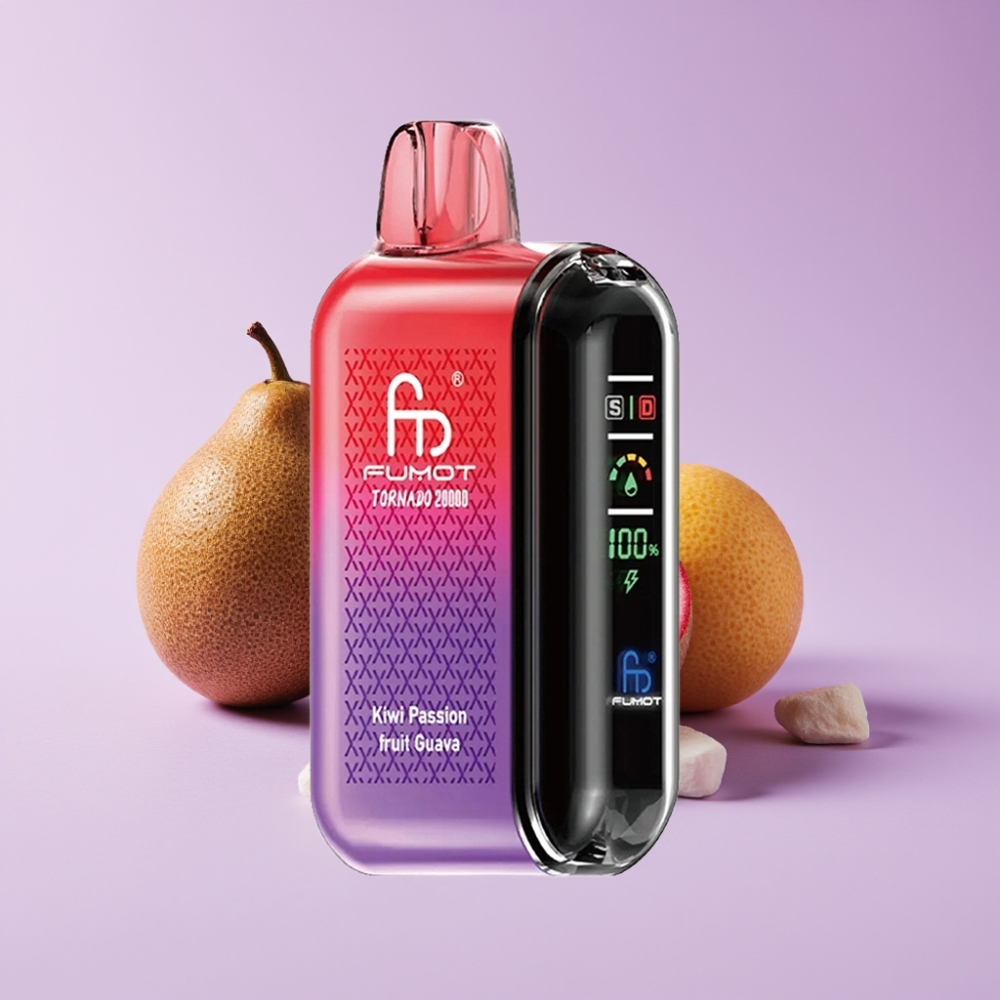 Fumot Tornado 20000 Puffs Disposable Vape Kiwi Mučenka Guava s 20ml E-liquid