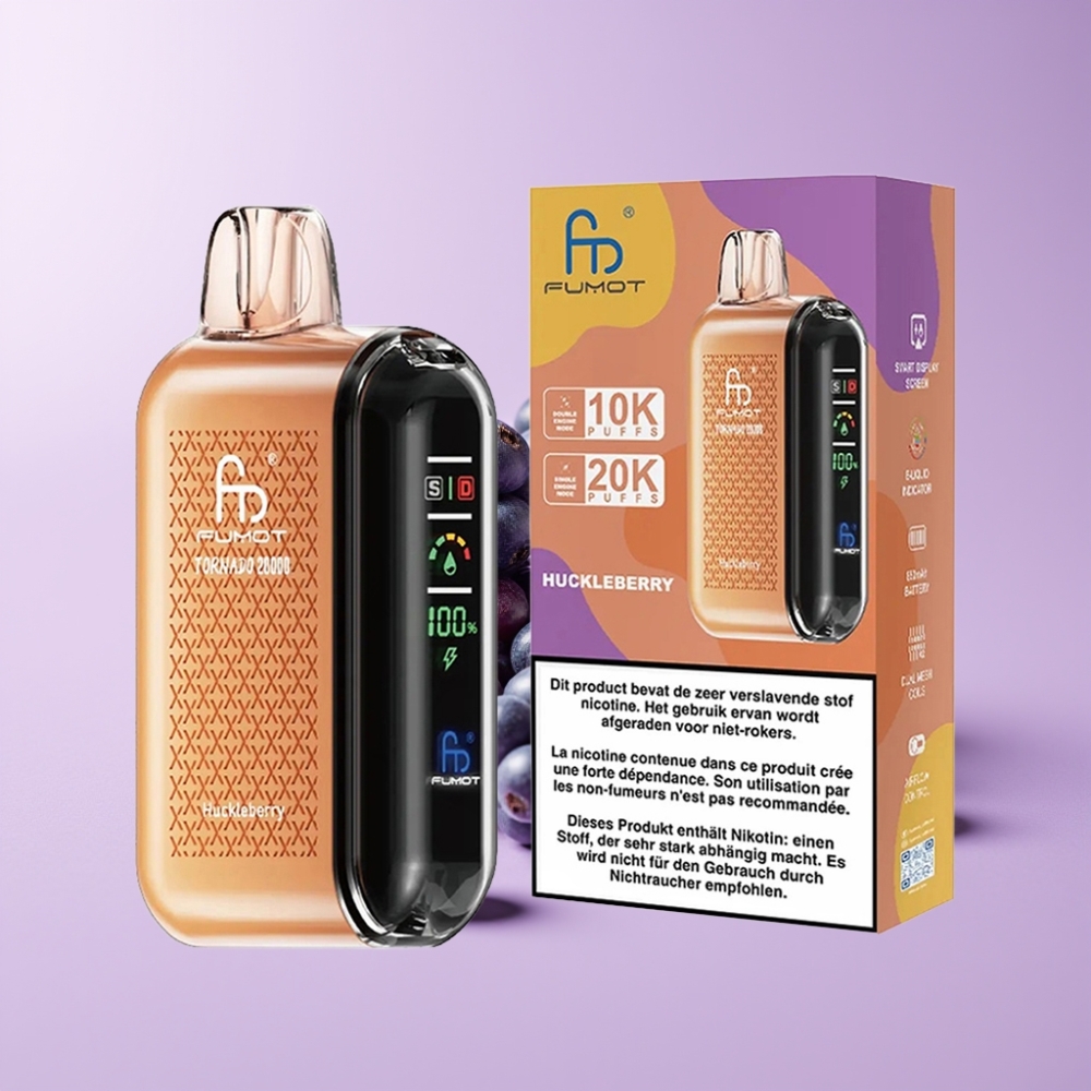 Fumot Tornado 20000 Puffs Disposable Vape Ostružina s Dual Mesh Coil a Smart Display