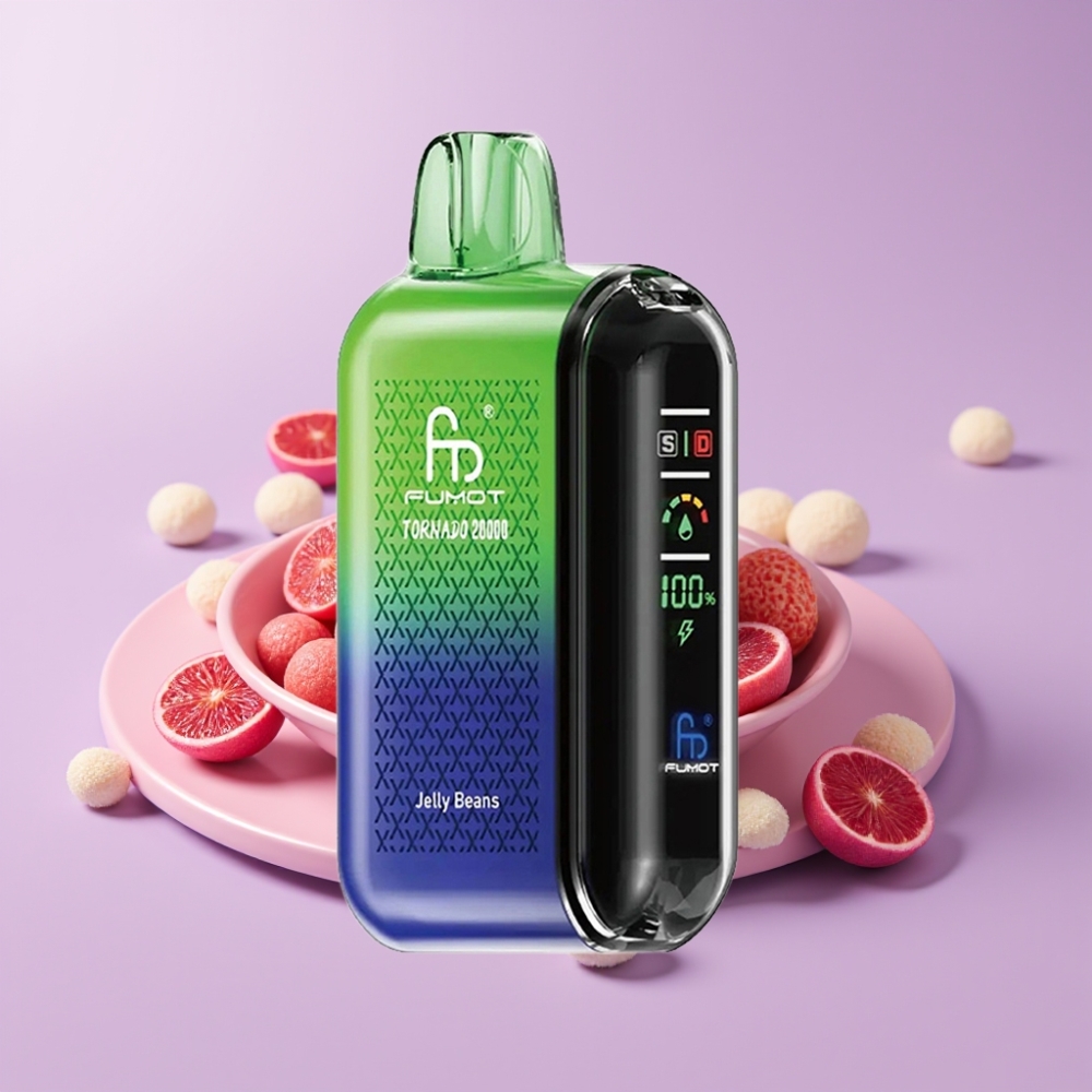 Fumot Tornado 20000 Puffs Disposable Vape Želé Fazole s Duální Mesh Cívkou a Smart Displejem