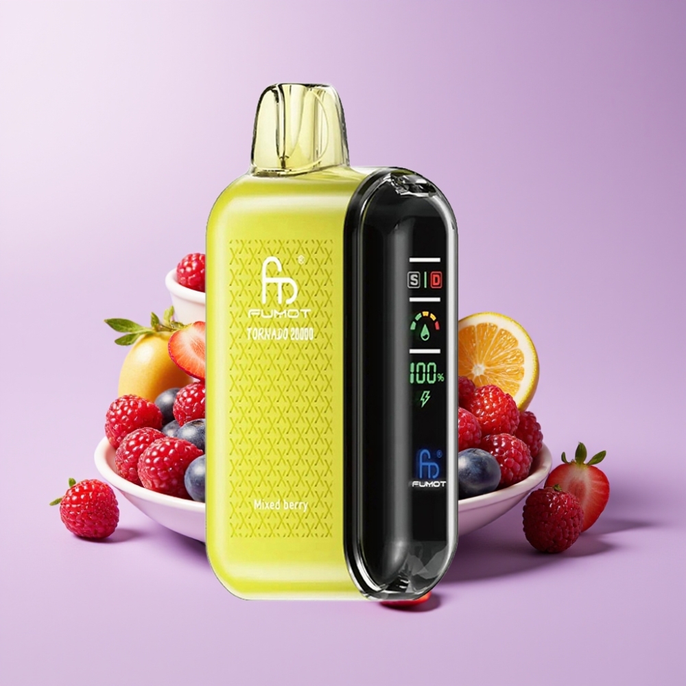 Fumot Tornado 20000 Puffs Jednorázová E-cigareta Směs Lesního Ovoce s Duální Mesh Cívkou a Smart Displejem