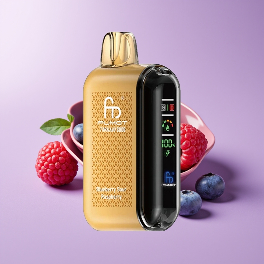 Fumot Tornado 20000 Puffs Jednorázová Vape Borůvka Kyselá Malina s Dual Mesh Coil