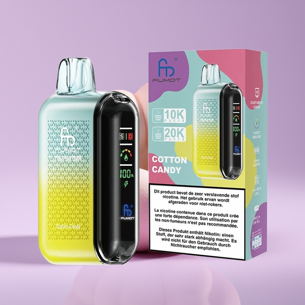 Fumot Tornado 20000 Puffs Jednorázová Vape Cukrová Vata s Duálním Mesh Coilem