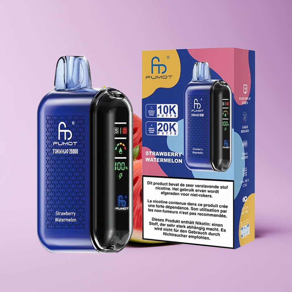 Fumot Tornado 20000 Puffs Jednorázová Vape Jahoda Vodní Meloun s Duální Mesh Cívkou