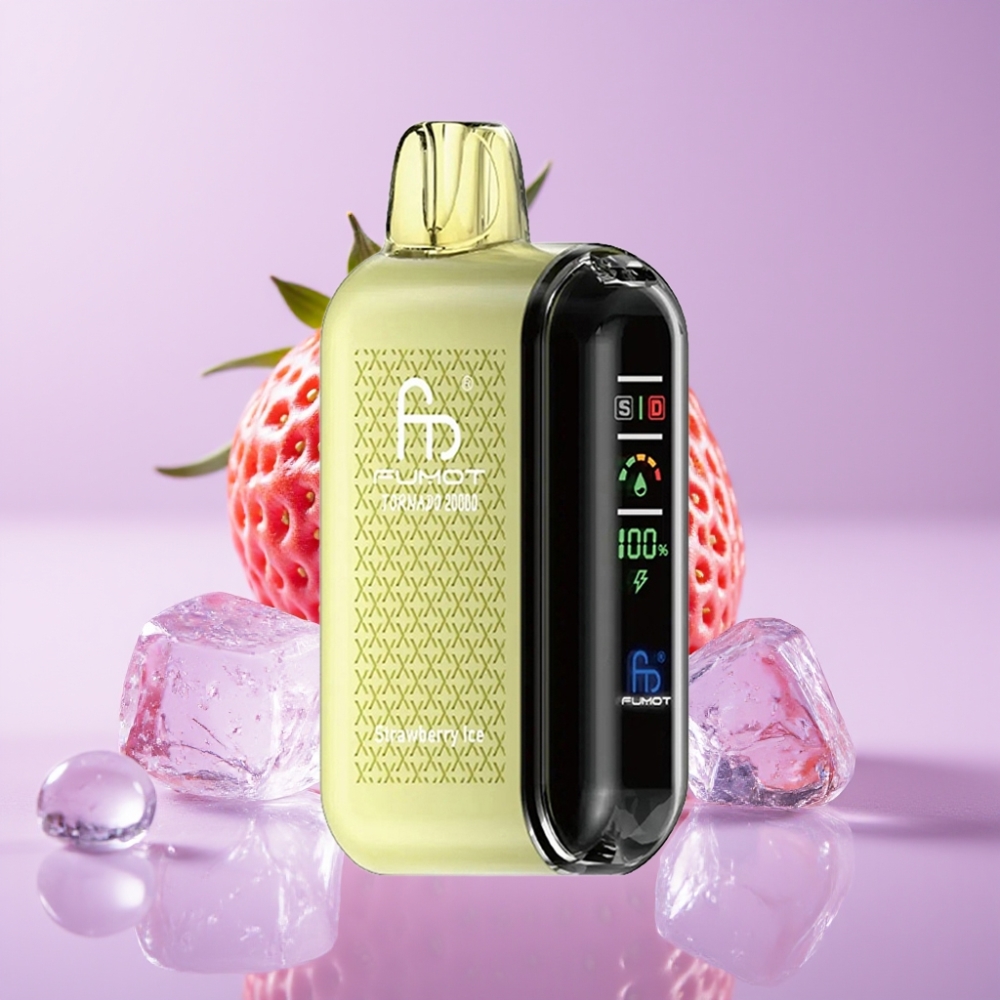 Fumot Tornado 20000 Puffs Jednorázová Vape Jahodový Led s Duální Mesh Cívkou a Smart Displejem