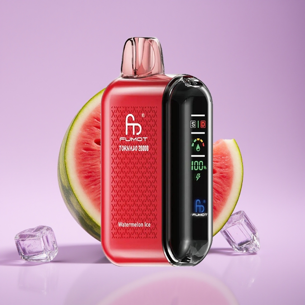 Fumot Tornado 20000 Puffs Jednorázová Vape Melounový Led s Duální Mesh Cívkou a 850mAh Baterií