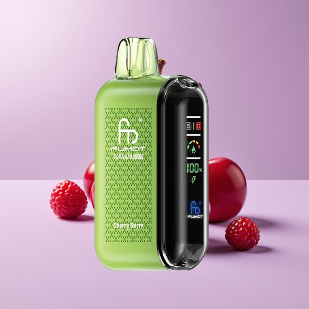 Fumot Tornado 20000 Puffs Jednorázová Vape Třešňová Bobule s Duálním Mesh Coilem