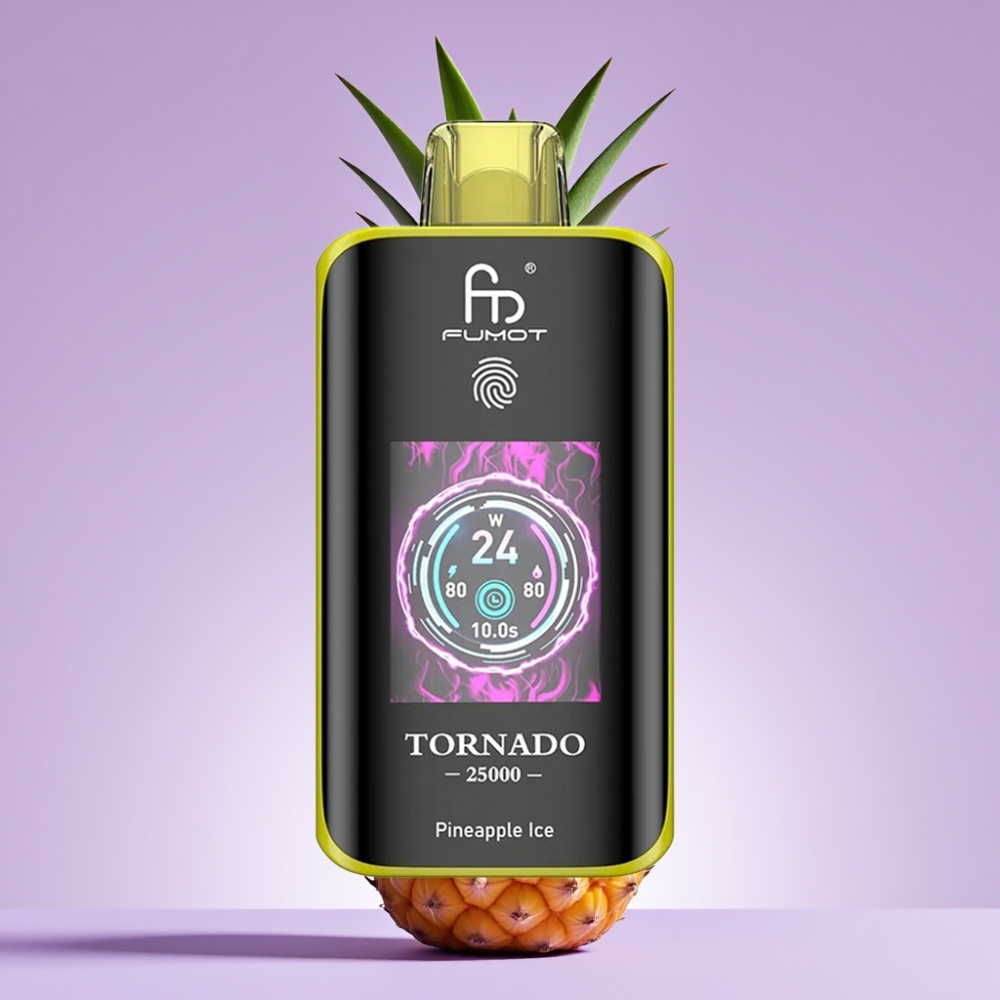 Fumot Tornado 25000 Puffs Disposable Vape Ananasový Led s HD obrazovkou a 700mAh baterií