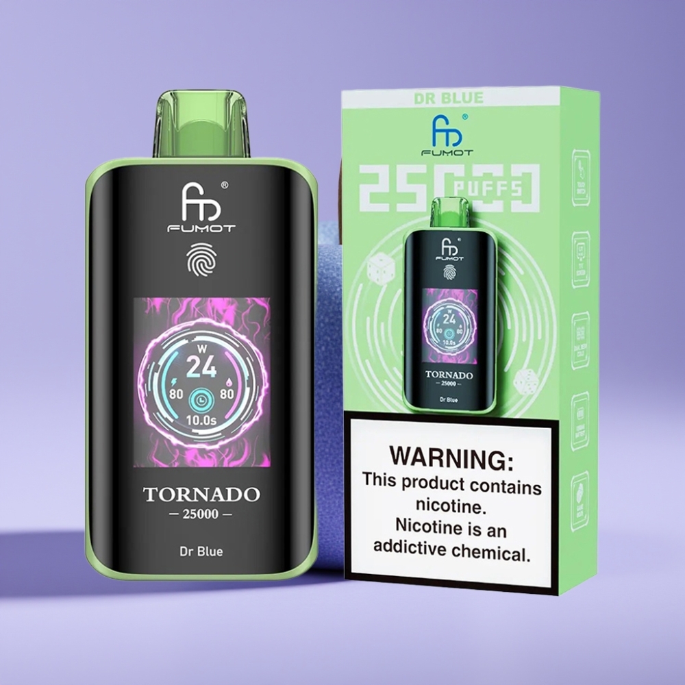 Fumot Tornado 25000 Puffs Disposable Vape Doktor Modrý s HD obrazovkou a 700mAh baterií