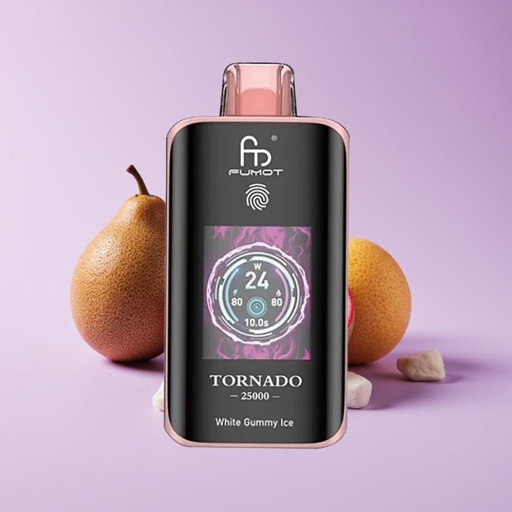 Fumot Tornado 25000 Puffs Disposable Vape Kiwi Mučenka Guava s HD obrazovkou a 700mAh baterií