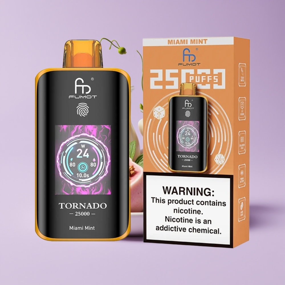 Fumot Tornado 25000 Puffs Disposable Vape Mátová Miami a 700mAh baterie