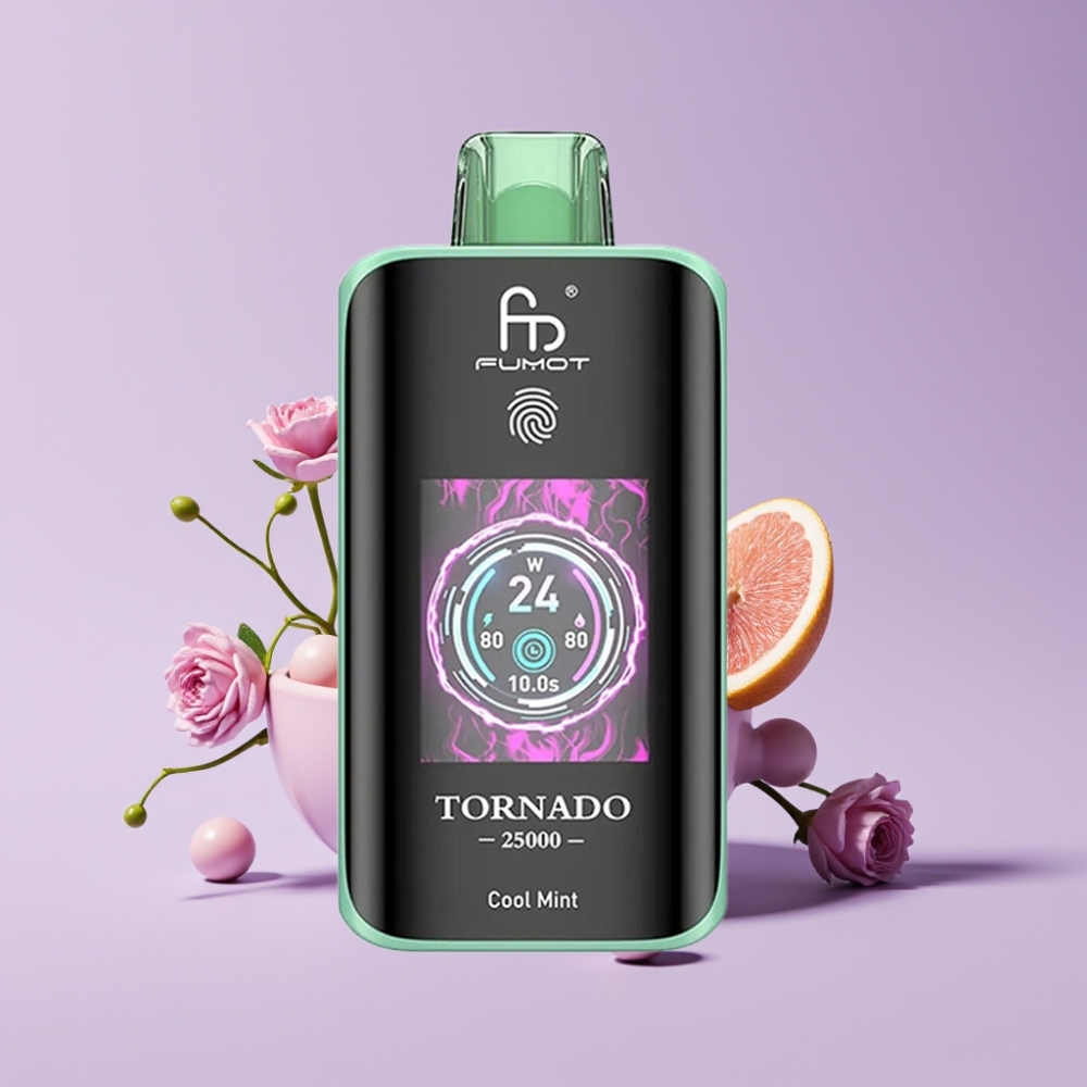 Fumot Tornado 25000 Puffs Jednorázová Vape Chladivá Máta s HD obrazovkou a 700mAh baterií