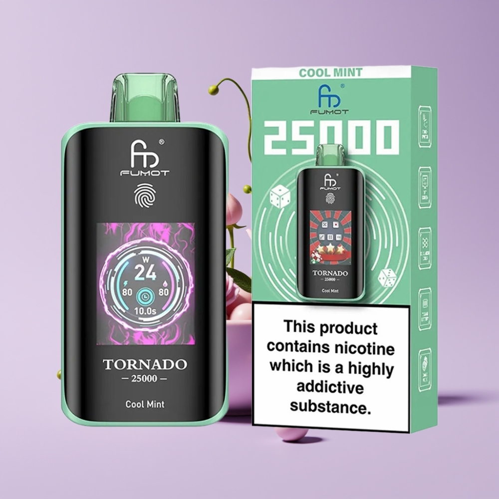 Fumot Tornado 25000 Puffs Jednorázová Vape Chladivá Máta s HD obrazovkou a 700mAh baterií