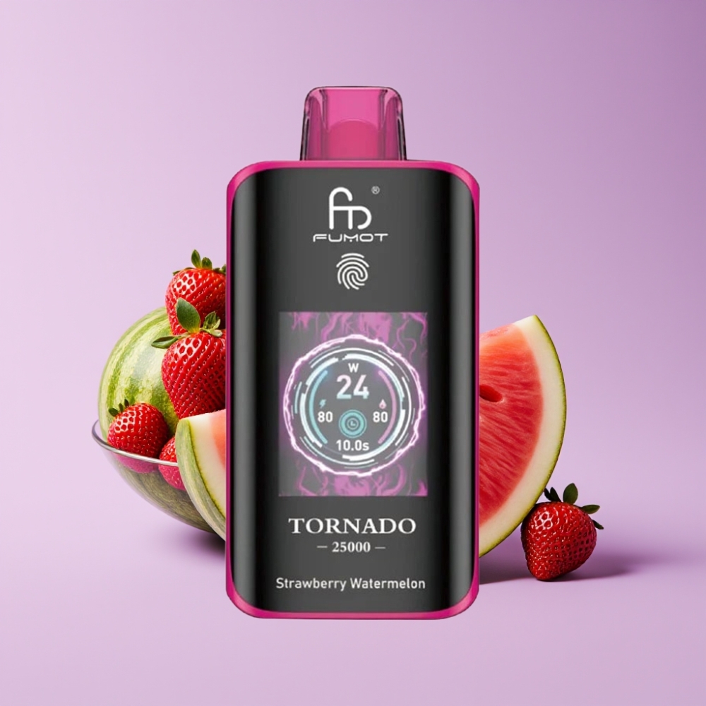 Fumot Tornado 25000 Puffs Jednorázová Vape Jahoda Vodní Meloun s HD Obrazovkou
