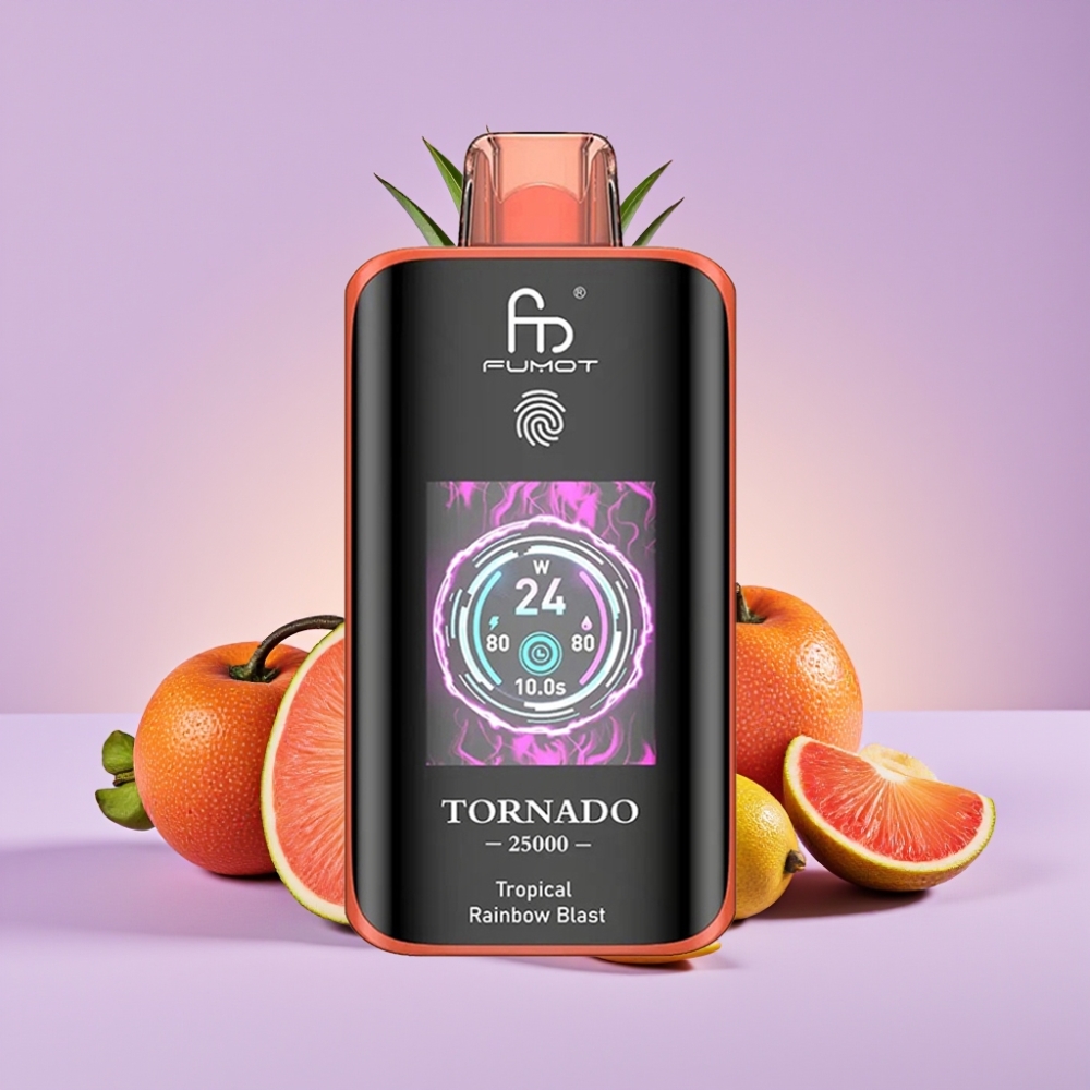 Fumot Tornado 25000 Puffs Tropická Duha Výbuch s HD obrazovkou a 700mAh baterií