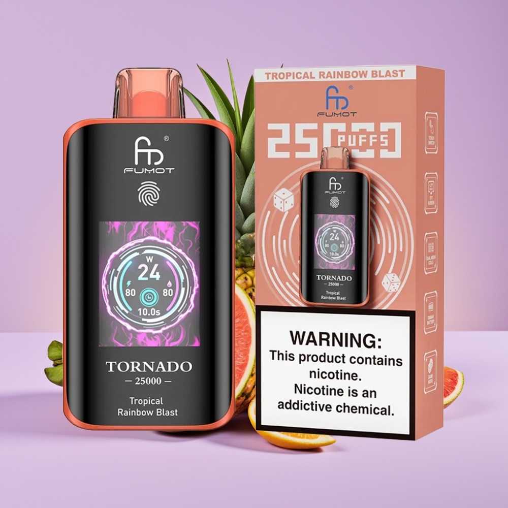 Fumot Tornado 25000 Puffs Tropická Duha Výbuch s HD obrazovkou a 700mAh baterií