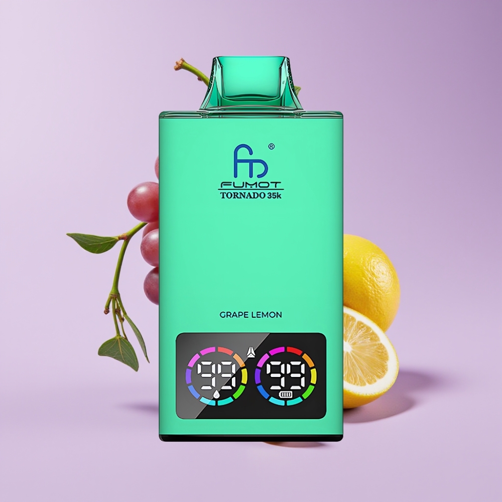 Fumot Tornado 35K Disposable Vape Hroznový Citrón s RGB Světly a Dual Mesh Coil