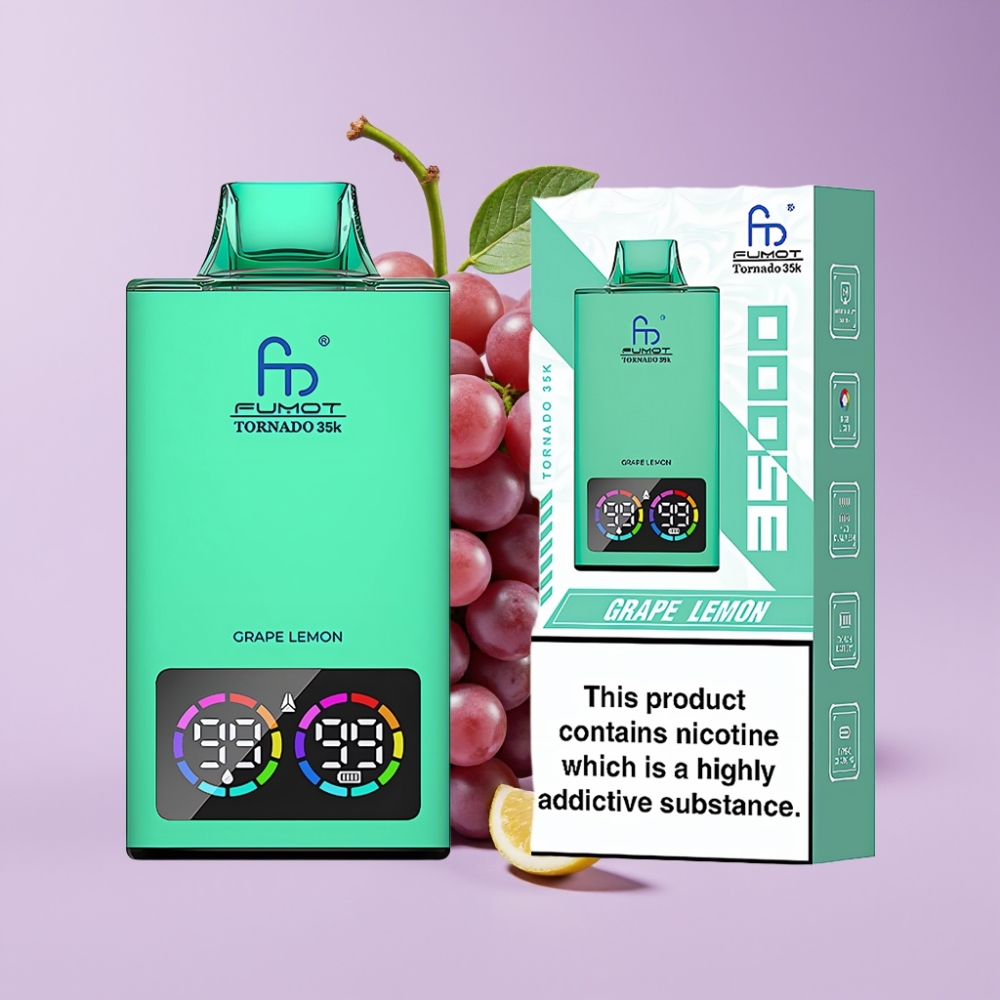 Fumot Tornado 35K Disposable Vape Hroznový Citrón s RGB Světly a Dual Mesh Coil