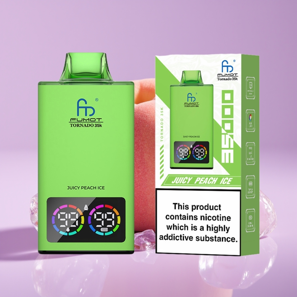 Fumot Tornado 35K Disposable Vape Šťavnatá Broskvová Ledová s Dual Mesh Coil