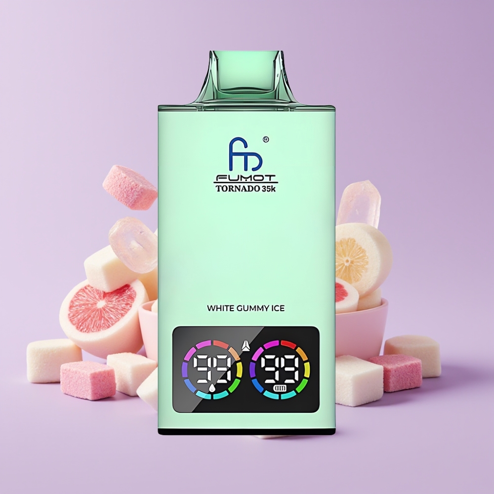Fumot Tornado 35K Jednorázová Vape Bílá Želatinová Mraž s Duální Mesh Cívkou a RGB