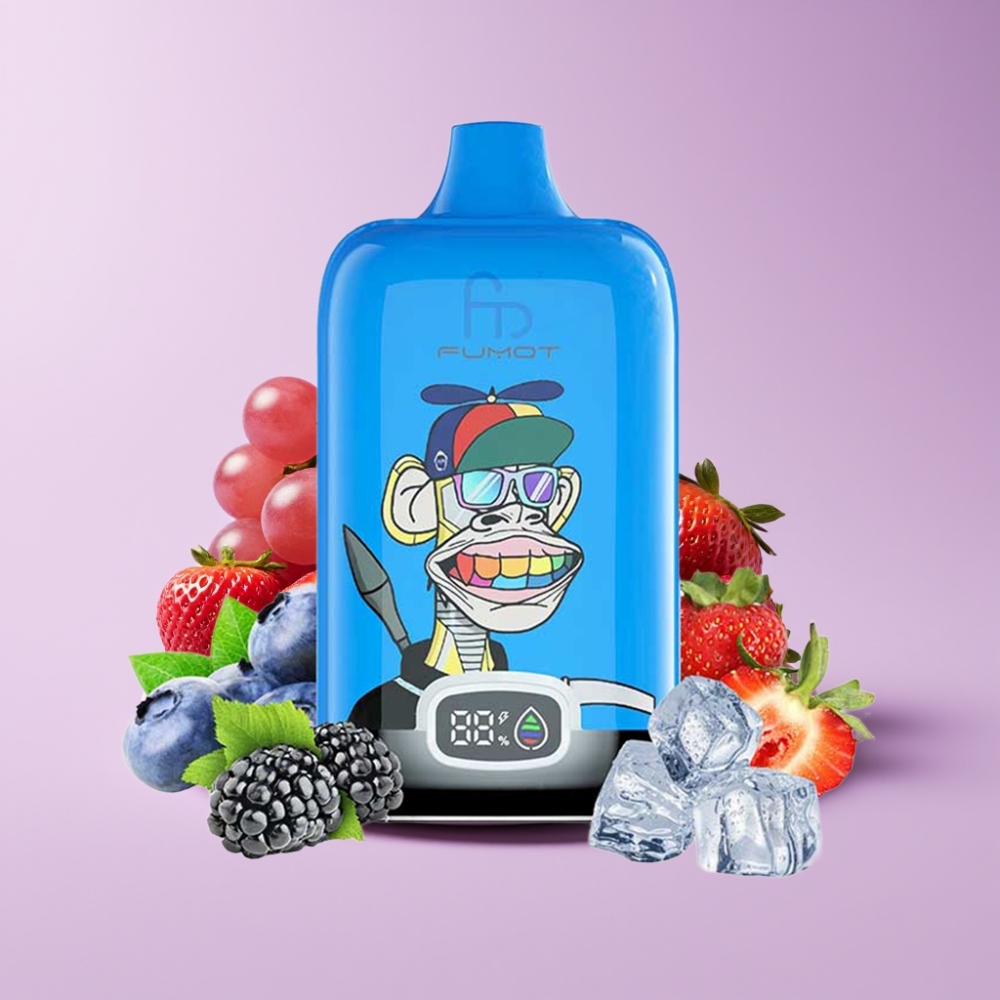 Fumot Tornado Digital Box 12000 Puffs Jednorázová Vape Jahoda Hrozen s Typ-C Nabíjením