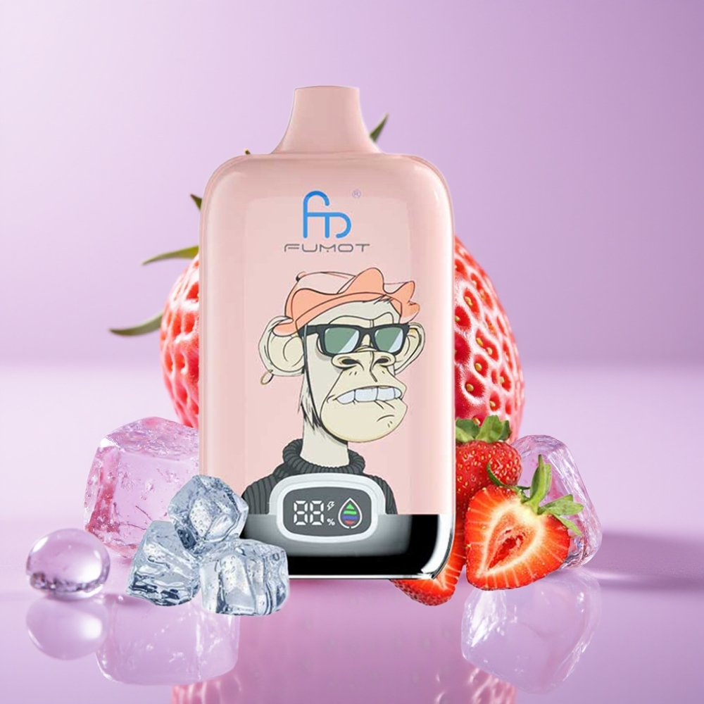 Fumot Tornado Digital Box 12000 Puffs Jednorázová Vape Jahodový Led s Type-C Nabíjením