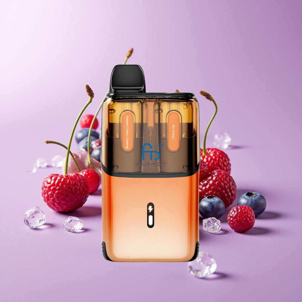 Fumot Ultra T32000 Disposable Vape Borůvka Třešeň Brusinka - Třešňový Led s 800mAh baterií