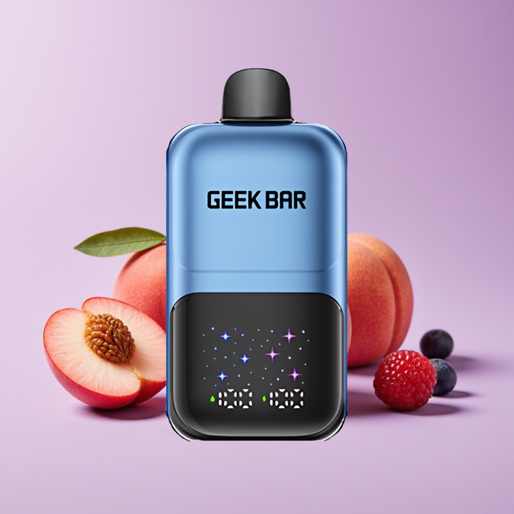 GEEK BAR 2GO 20ml 50000 Tahů Dvě Řady Disposable Vape Pen Broskve & Bobule s Interaktivní obrazovkou