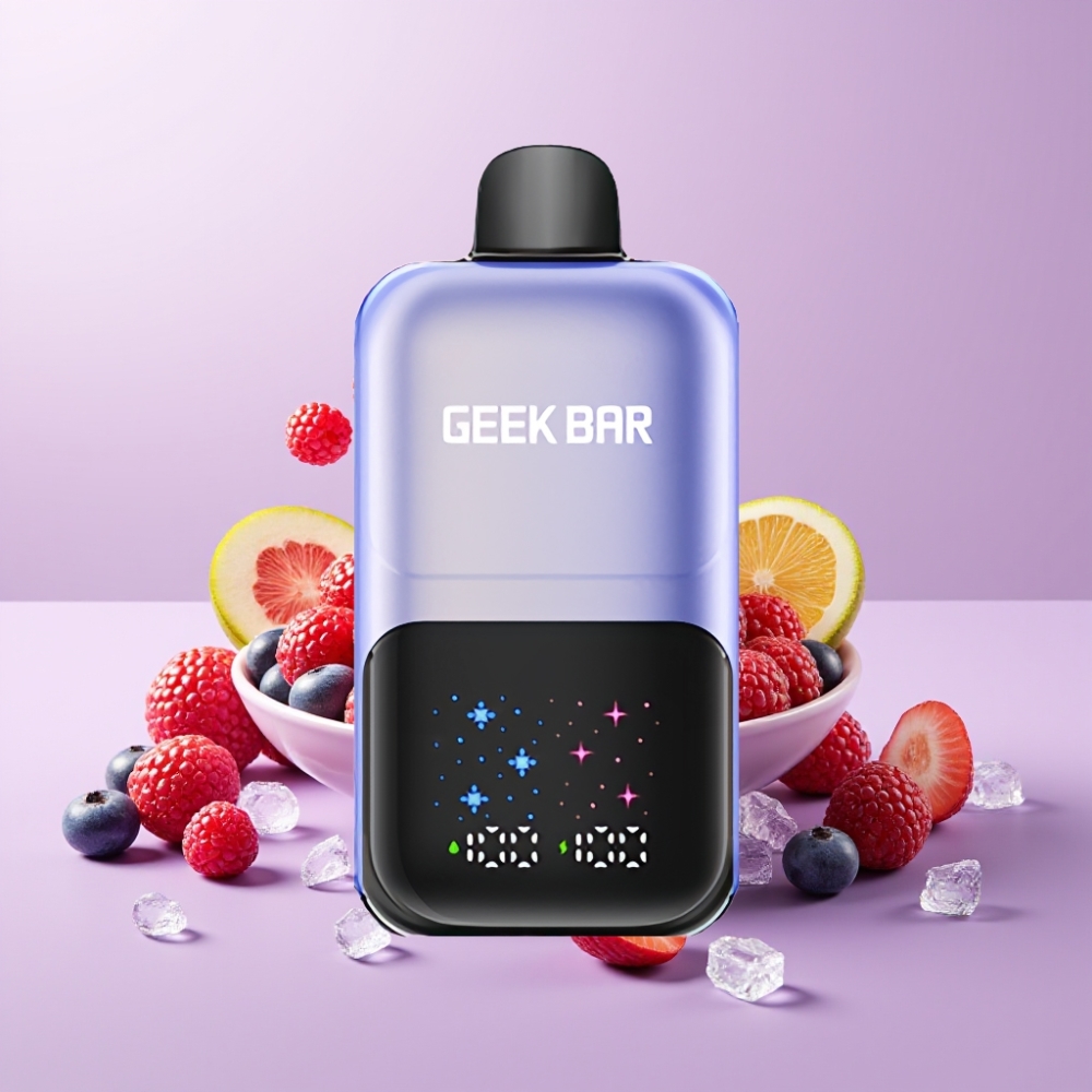 GEEK BAR 2GO 20ml 50000 Tahů Dvě Řady Disposable Vape Pen Ledové Směs Bobulí s Interaktivním Velkým Displejem