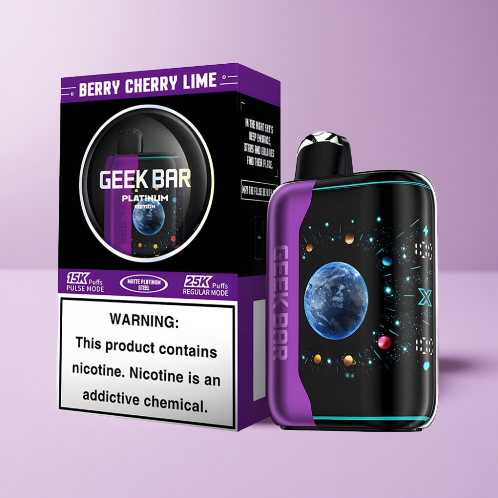GEEK BAR Platinum Edition 25000 Disposable Vape Borůvka Třešeň Limetka s USB-C a Dual Mesh Coil