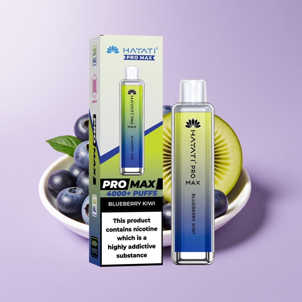 Hayati Pro Max 4000 Puffs Disposable Vape Borůvka Kiwi s výdrží až 4000 potahů