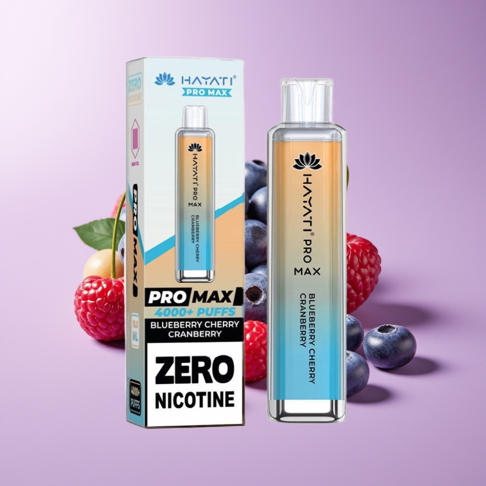 Hayati Pro Max 4000 Puffs Disposable Vape Borůvka Třešeň Brusinka s LED světlem