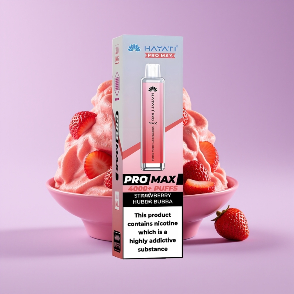 Hayati Pro Max 4000 Puffs Disposable Vape Jahodová Hubba Bubba s výdrží až 4000 potáhnutí