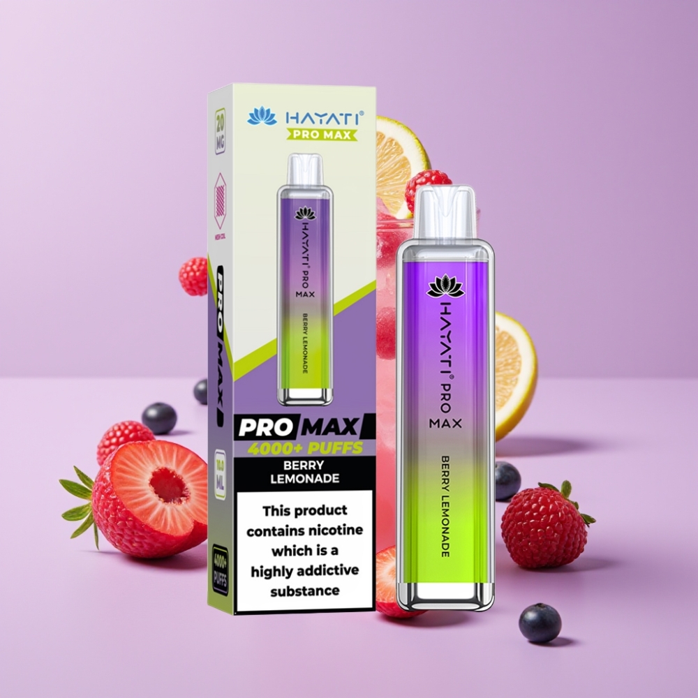 Hayati Pro Max 4000 Puffs Disposable Vape Jahodová Limonáda s LED světlem