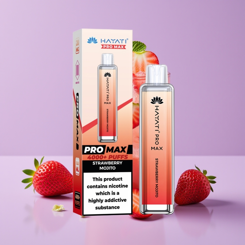 Hayati Pro Max 4000 Puffs Disposable Vape Jahodový Mojito a 1400mAh baterie