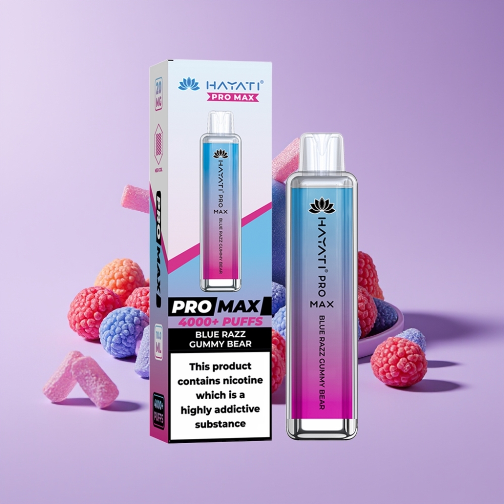 Hayati Pro Max 4000 Puffs Disposable Vape Modrá Želé Medvídek s LED světlem a 1400mAh baterií