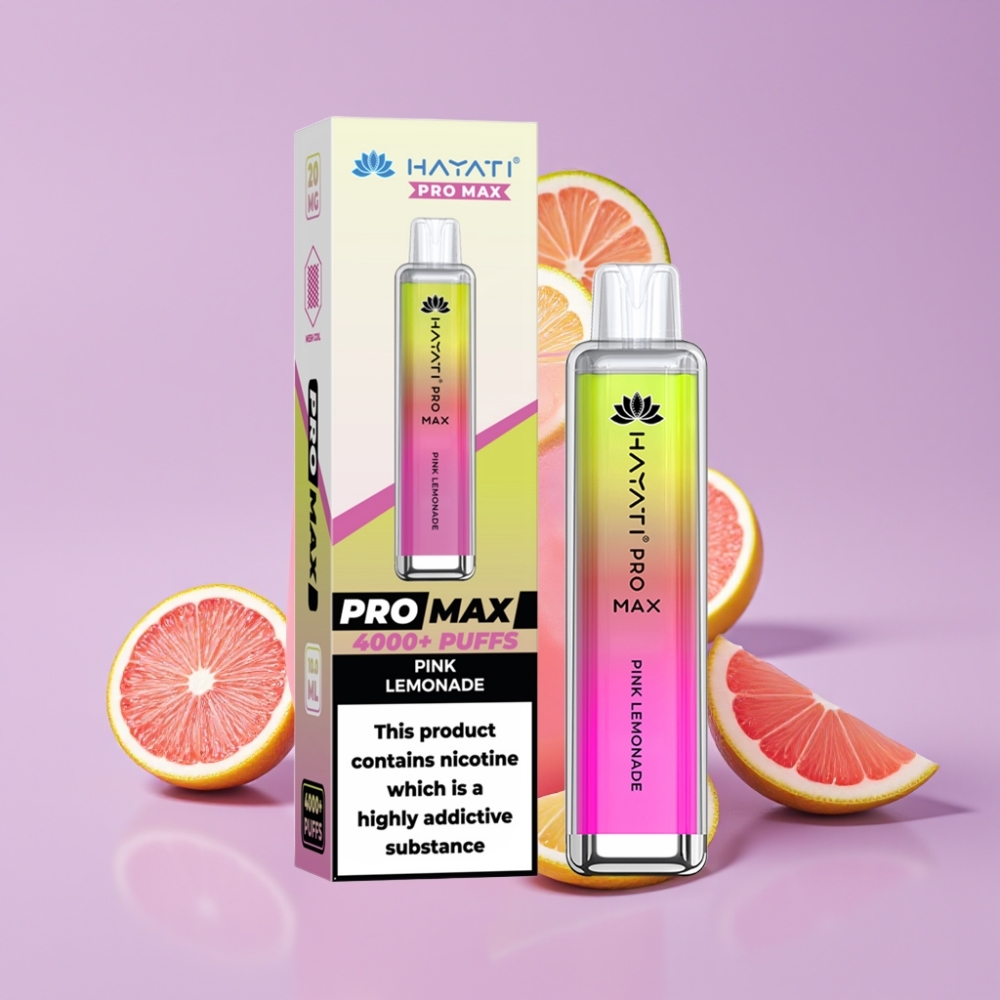 Hayati Pro Max 4000 Puffs Disposable Vape Růžová Limonáda s výdrží až 4000 potahů