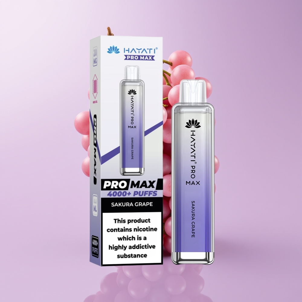 Hayati Pro Max 4000 Puffs Disposable Vape Sakura Hroznové Víno s 1400mAh baterií