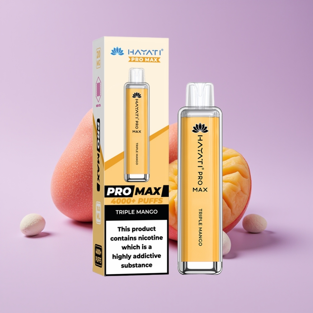 Hayati Pro Max 4000 Puffs Disposable Vape Trojité Mango s výdrží až 4000 potahů