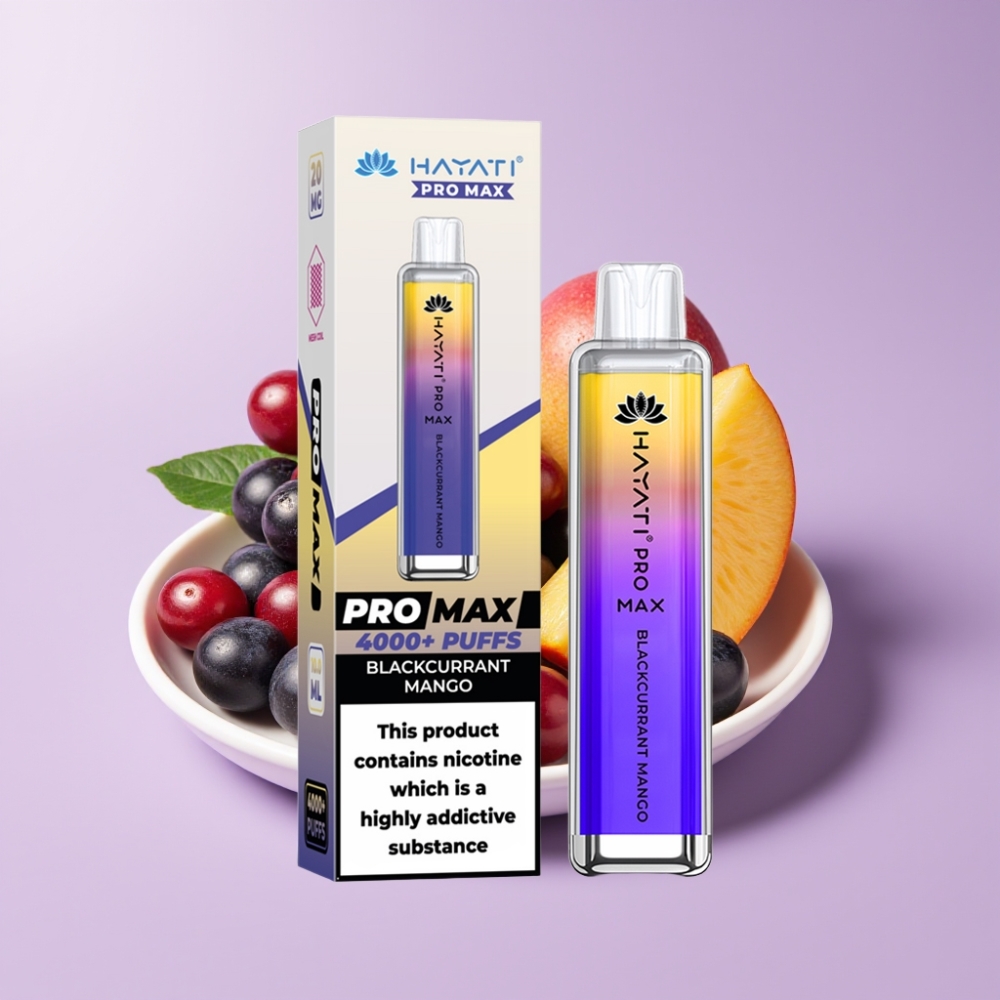 Hayati Pro Max 4000 Puffs Disposable Vape Černý rybíz Mango s dobíjecí baterií